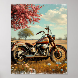Digitales klassisches Motorrad Poster