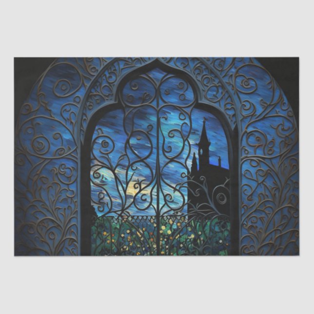 Digitales Kunstdorf in der Glasnacht Seidenpapier (Vorderseite)