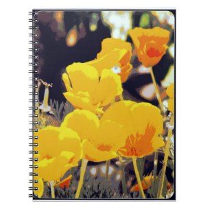 Digitales Kunstnotizbuch mit Posterized Mohnblumen Notizblock