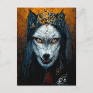 Digitales Kunstportrait eines Werwolfs Postkarte