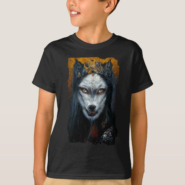 Digitales Kunstportrait eines Werwolfs T-Shirt (Vorderseite)