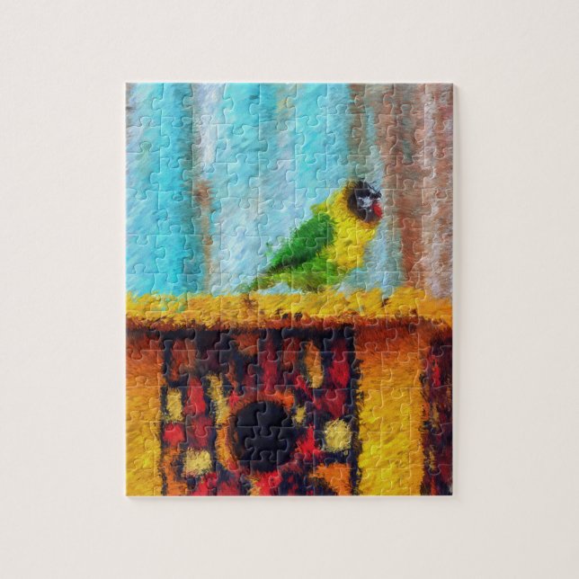 Digitales Kunstpuzzle - Papagei im Zoo Puzzle (Vertikal)