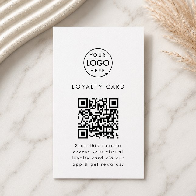 Digitales Logo mit virtueller Prämie App QR Code Treuekarte (Professional loyalty card template with interactive QR code for small business customer retention.)