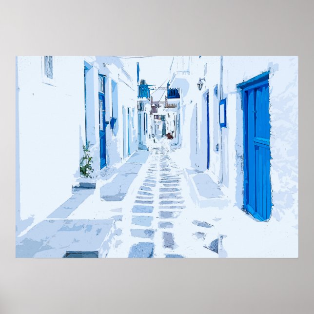 Digitales Malen von MyKonos Greece Poster (Vorne)