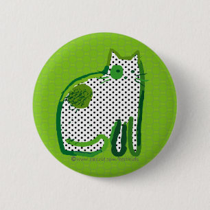 digitales Malerei-Button "der grünen Katze" Button