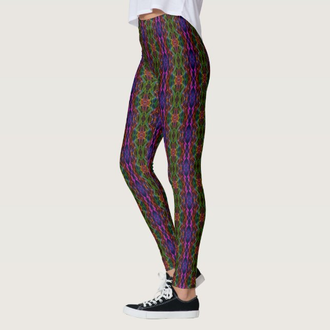 Digitales mehrfarbiges Retro-Muster Leggings (Links)