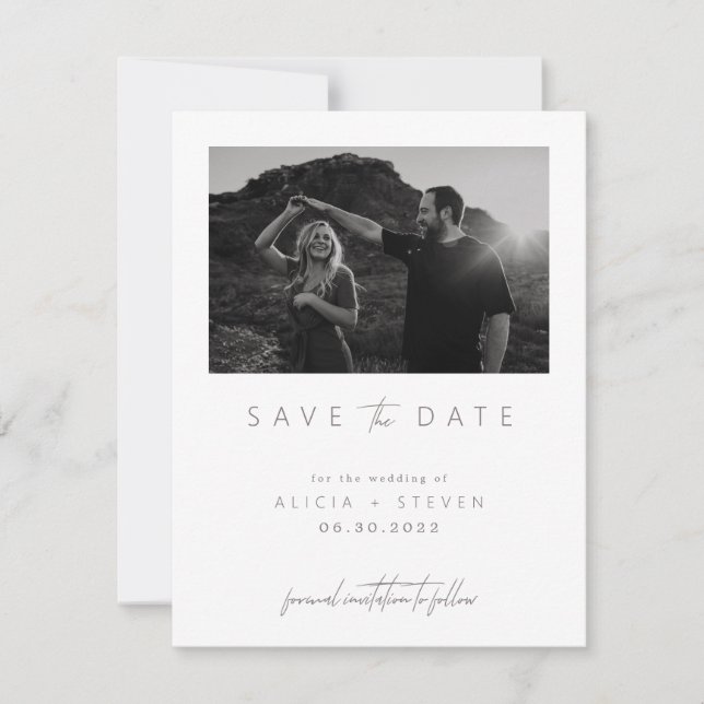 Digitales modernes Minimalistisches Foto Save the  Save The Date (Vorderseite)