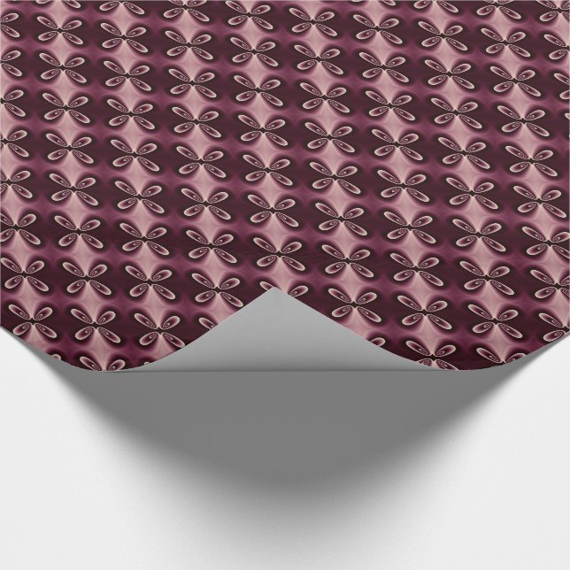Digitales Muster des Burgundy Red Floral Petal Geschenkpapier (Ecke)
