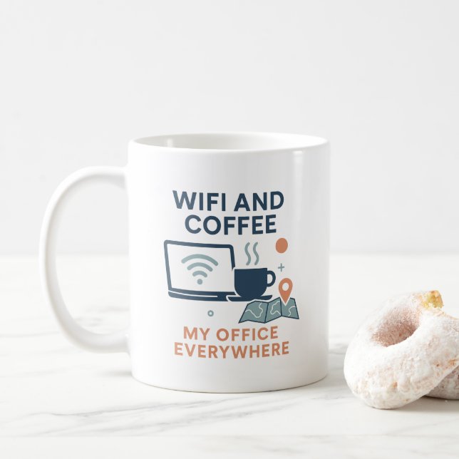 Digitales Nomaden-Shirt - Fernarbeiter Kaffee Lieb Kaffeetasse (Mit Donut)
