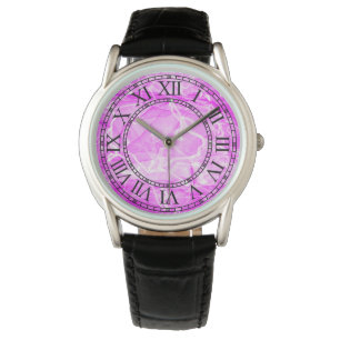 Digitales Papier aus Marmor rosa Armbanduhr