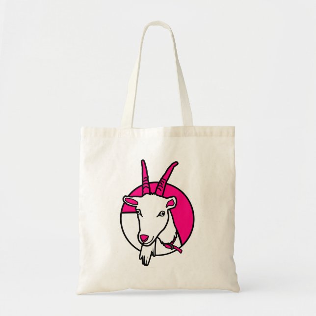 Digitales Portrait des rosa Comic Goat Tragetasche (Vorne)