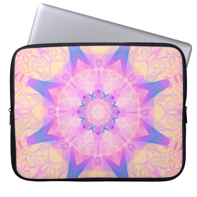 Digitales Retro abstrakte Mandala. Helle Blume. Be Laptopschutzhülle (Vorderseite)