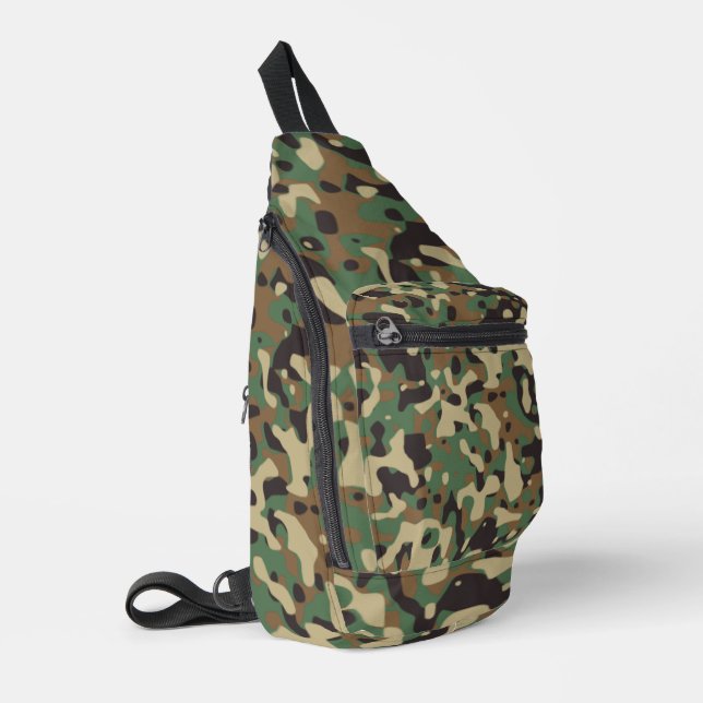 Digitales Wald-Militärtarnmuster Crossbody Bag (Linke Seite)