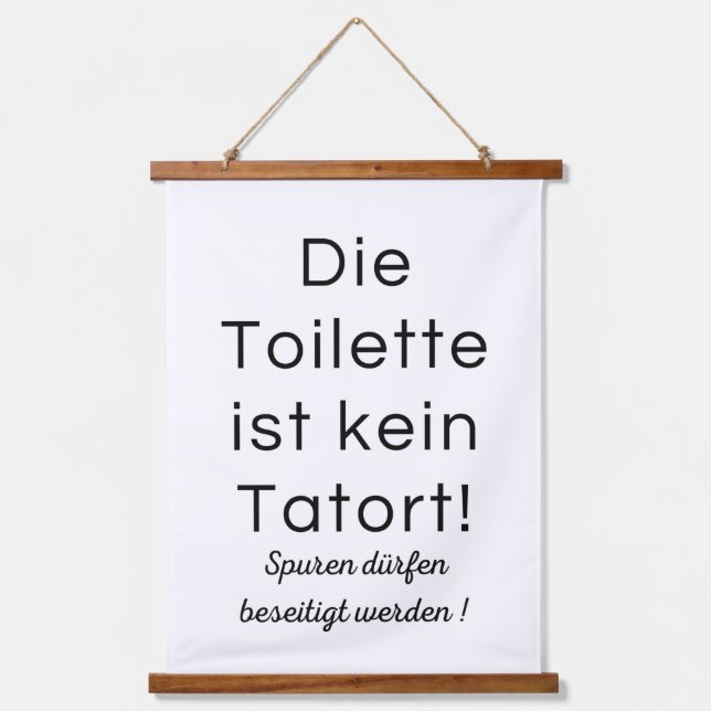 Digitales WC Poster Toilette Gästeklo Lustig Wandteppich Mit Holzrahmen (Vorderseite)