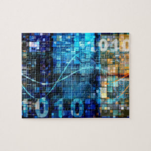 Digitalisiertes Bild-Hintergrund-binärer Puzzle