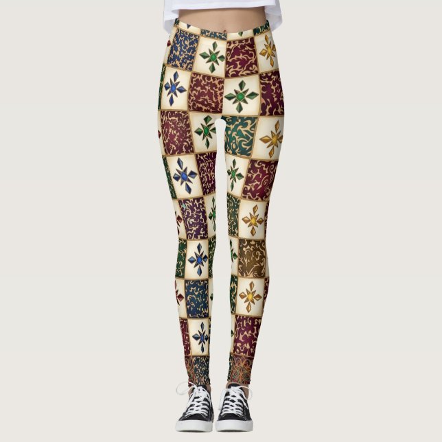 Digitalmuster - monochrome Stammeskunst Leggings (Vorderseite)