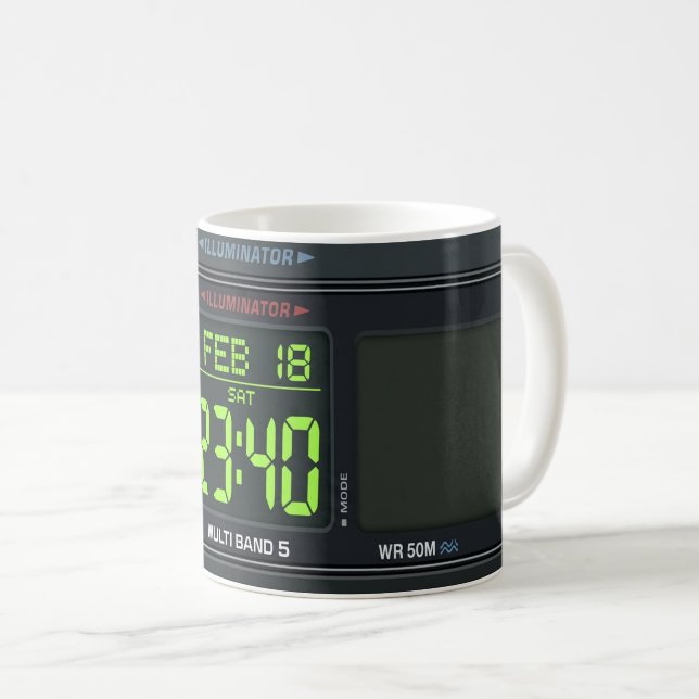 Digitaluhr-Design Kaffeetasse (VorderseiteRechts)