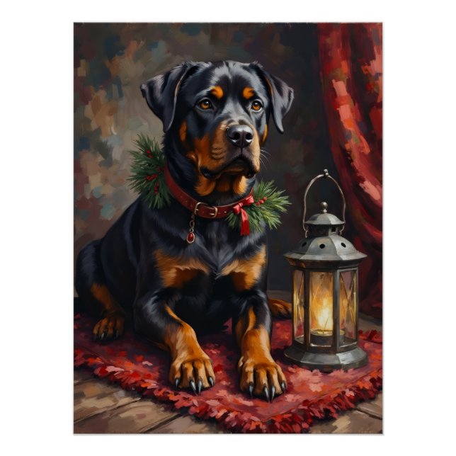 Dignified Rottweiler Dog Christmas Lantern Poster (Vorderseite)