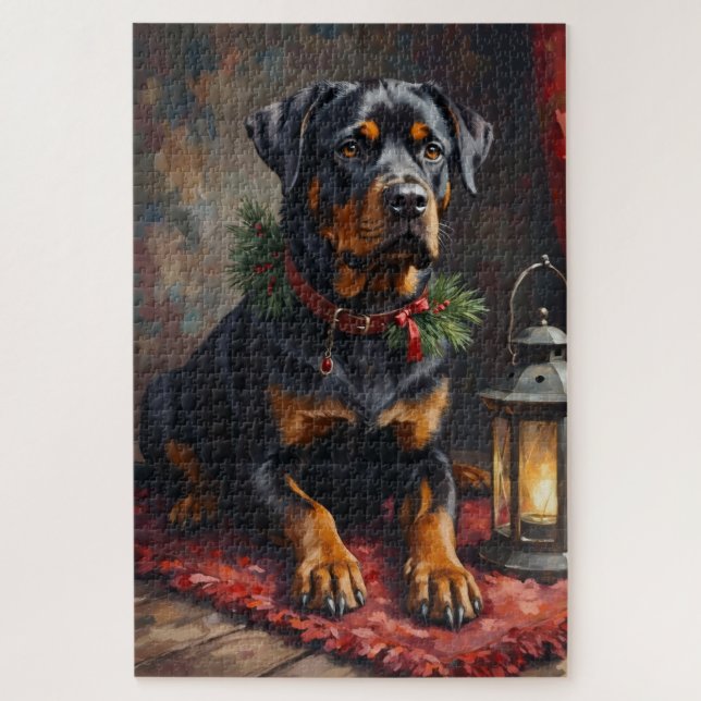 Dignified Rottweiler Dog Christmas Lantern Puzzle (Vertikal)