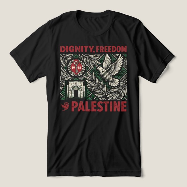 Dignity, Freedom, Palestine Tri-Blend Shirt (Design Vorderseite)