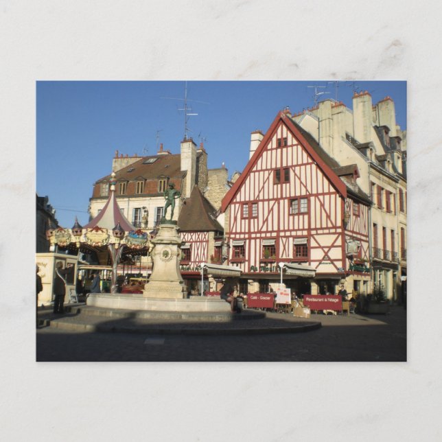 Dijon, Carouselle und Kaffee Postkarte (Vorderseite)