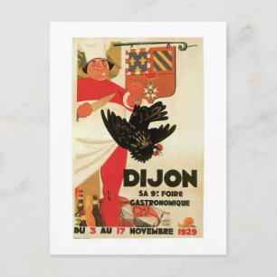 Dijon Chicken Vintag Food und Art Postkarte