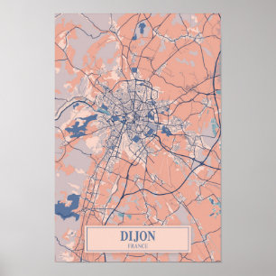 Dijon Frankreich luftige Stadtplan Reise Poster