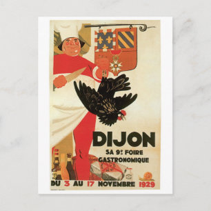 Dijon-Hähnchen Vintage-Lebensmittelwerbung Kunst Postkarte