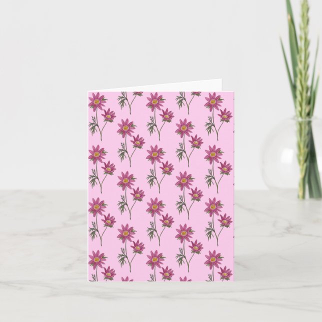 Dill Daisy Greetings Card Pink Pattern Karte (Vorderseite)