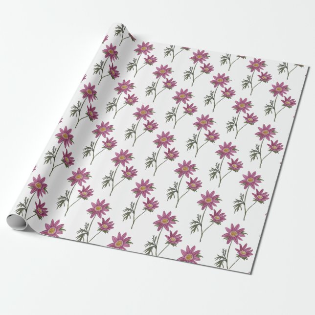 Dill Daisy Wrapping Paper White Pattern Geschenkpapier (Ungerollt)
