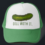 Dill (Deal) mit es Green Funny Sour Deli Pickle Truckerkappe<br><div class="desc">Enthält eine originelle Marker-Abbildung eines knackigen grünen Dillhalses! Sehen Sie nicht,  wonach Sie suchen? Brauchen Sie Hilfe bei der Anpassung? Kontaktieren Sie Rebecca,  um etwas für Sie entworfen zu haben.</div>