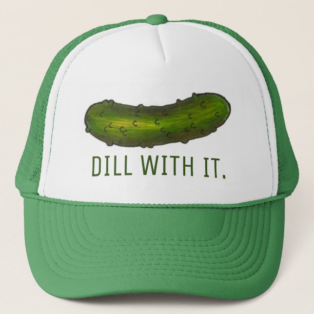 Dill (Deal) mit es Green Funny Sour Deli Pickle Truckerkappe (Vorderseite)