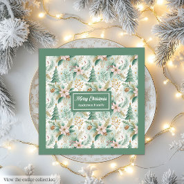 Dill Green Napkins Luxury Holiday Floral Christmas Serviette
