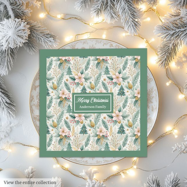 Dill Grün und Gold Luxus Servietten Monogramm Feie (Dill Green and Gold Lux Napkins Monogram Holiday)