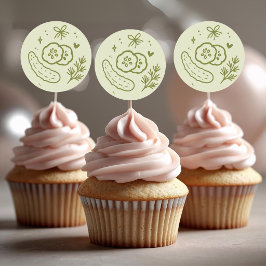 Dill-Gurken-Aufkleber Cupcake Toppers Runder Aufkleber