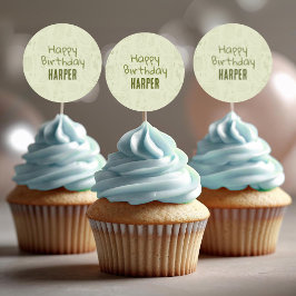 Dill-Gurken-Aufkleber Cupcake Toppers Runder Aufkleber