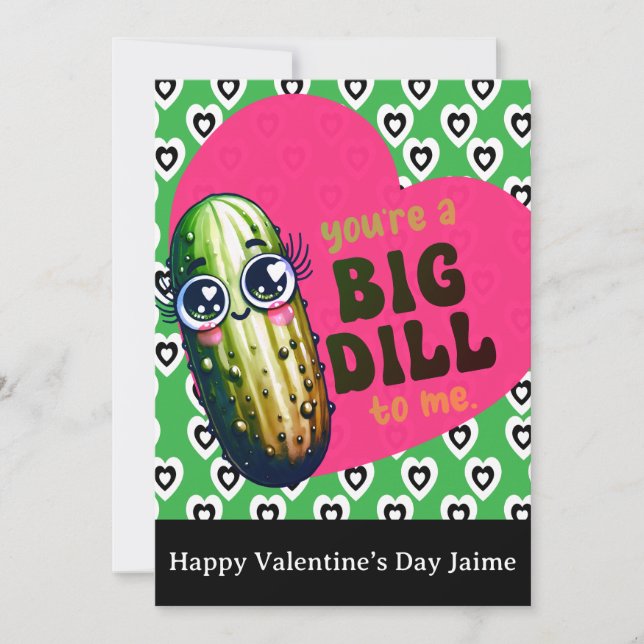 Dill-Gurken-Herzen Valentinstag-Postkarte Feiertagskarte (Vorderseite)