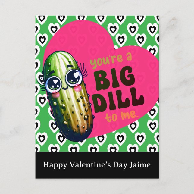 Dill-Gurken Valentinstag Postkarte (Vorderseite)