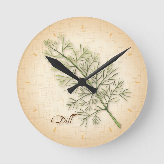 Dill Herb Round Clock Runde Wanduhr (Vorderseite)