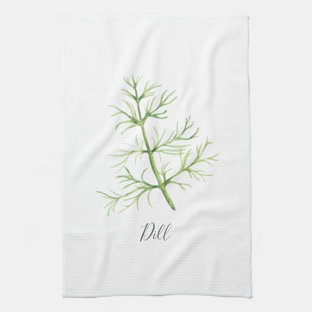Dill Herb Watercolor Illustration Geschirrtuch (Vertikal)