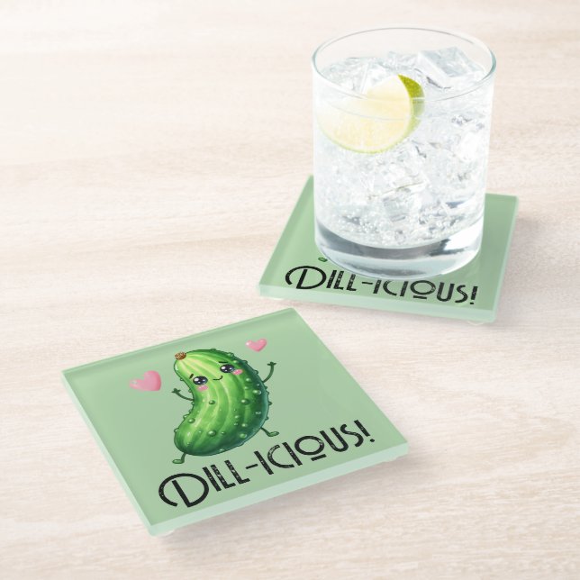 Dill-icious Glasuntersetzer (Schrägansicht)