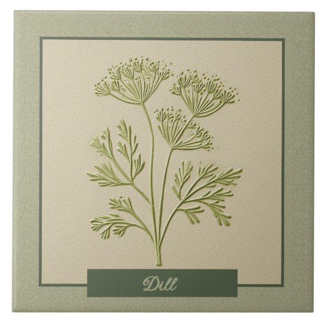 Dill-Kräuter-Küchengarten-Faux-Relief Fliese (Vorderseite)