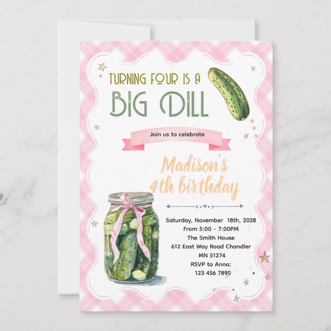 Dill Pickle Birthday girl Invitation Einladung (Vorderseite)
