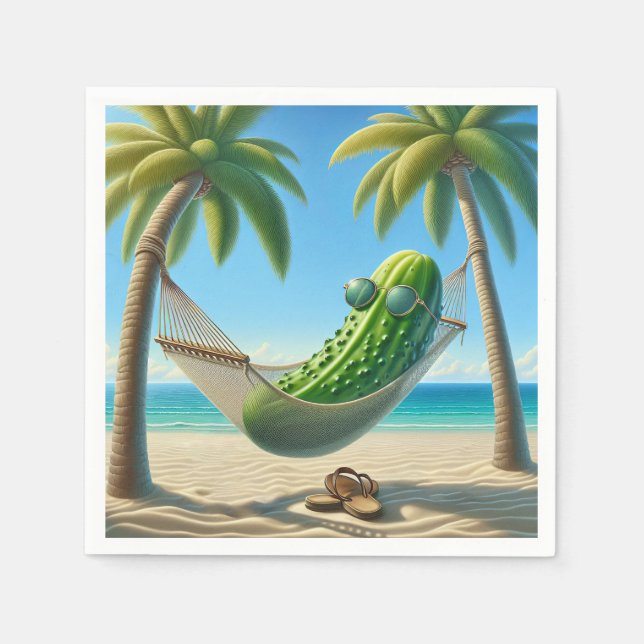 Dill Pickle in einer tropischen Hängematte Serviette (Vorderseite)