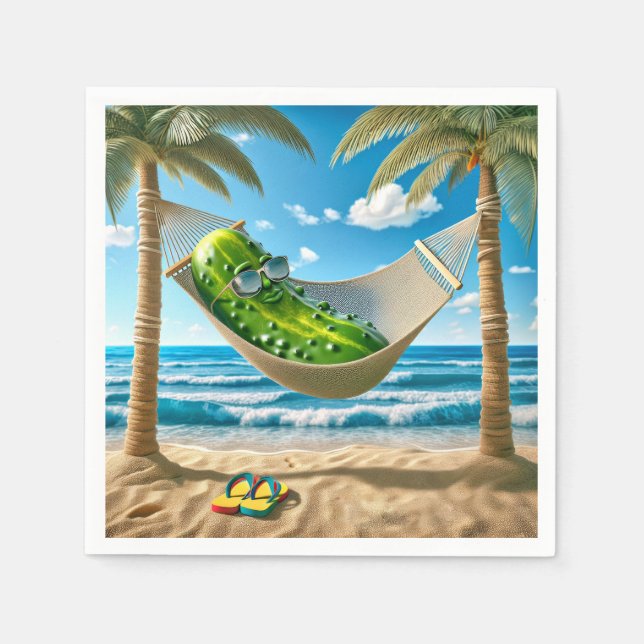 Dill Pickle in einer tropischen Hängematte Serviette (Vorderseite)