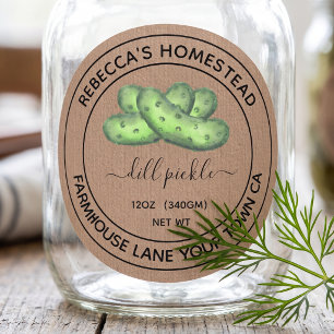 Dill Pickle Kraft Papier Canning Jar Labels Runder Aufkleber