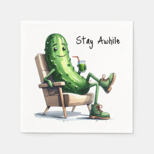 Dill Pickle mit Bleibe Text Serviette