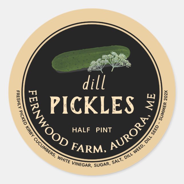 Dill Pickles Canning Jar Preserve Runder Aufkleber (Vorderseite)