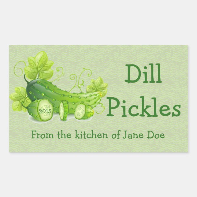 Dill Pickles Design Canning Label Rechteckiger Aufkleber (Vorderseite)