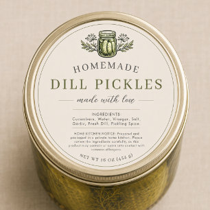 Dill Pickles Einmachglas Etikett Runder Aufkleber